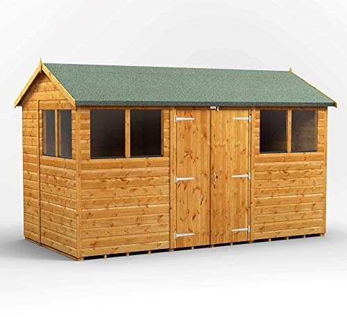 POWER High Grade Premium Apex Garden Wooden Shed with Security Features, Door & Window Flexibility, made from Extra Thick Timber & Toughened Glass - (12 x 6)