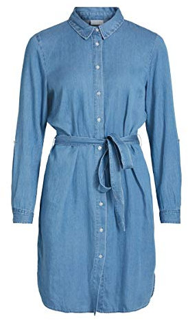 Vila Damen Vibista Denim Belt Dress/Su - Noos, Medium Blue Denim, 34