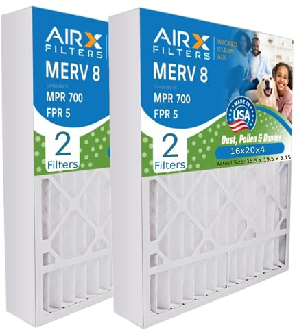 AIRX FILTERS WICKED CLEAN AIR. 16x20x4 Air Filter MERV 8 Compatible with Bryant Carrier FILXXFNC-0017 Furnace Filter 2 Pack