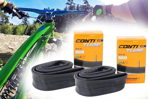 2X Fahrrad Schlauch Continental MTB 26 Zoll 26 x 1.75-26 x 2.5 Zoll, 47-599 - 62-559, Autoventil Schrader AV 40mm, Mountainbike, Trekking, Tour, E-Bike