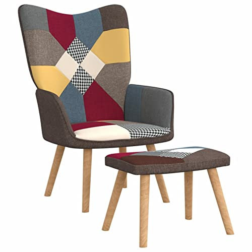 Sufrk Relaxsessel mit Hocker Patchwork Stoff Fernsehsessel Relax Sessel FußHocker FüR SesselRelaxsessel Mit Liegefunktion - 328184