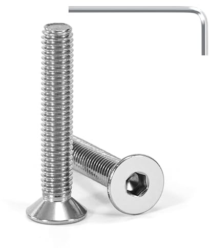 Tunejoy Viti a Testa Svasata M5 x 30 mm Vite a testa svasata Brugola Bulloni in Acciaio Inox A2 V2A Viti a Testa Piatta Norma DIN 7991 con Chiavi a Esagono Filettatura Completa 20 pezzi