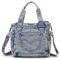 Jeans Denim Tasche Schultertasche Canvas Bag Retro Umhängetasche Shopper Uni Vintage Shopper (Modell A Hellblau)