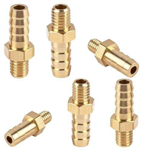 Connettore per tubo in ottone M5 X 0,8 – 5 mm e M5 X 0,8 – 6 mm, 6 pezzi in ottone con ardiglione, raccordo per tubo a prova di perdite per irrigazione, piscina e applicazioni industriali
