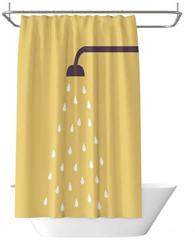 YongXinMY Divertida cortina de ducha – Cortina de baño impermeable de estilo nórdico moderno, tela de poliéster lavable minimalista con 12 ganchos para divisor de bañera de baño (amarillo, 80 x 180 cm