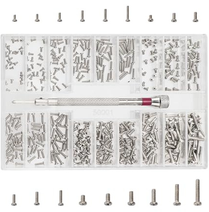 500 Pezzi Micro Viti con Cacciavite, Set di Mini Viti Autofilettanti, 18 Taglie di Viti per Riparazione di Occhiali, Orologi, Piccoli Prodotti Eettronici