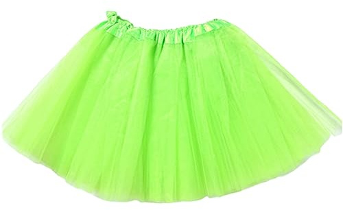 Lizzy Kids 3-Layered Tutu Skirt for Girls – Fancy Dress, Ballet, Dance, Halloween Costume | Soft Tulle Fabric with Elastic Waistband (UK, Age, 9 Years, 10 Years, Regular, Neon Green)