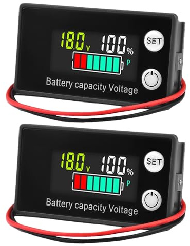 WIYETY 2 monitor di capacità della batteria, 12 V, 24 V, 36 V, 48 V, 60 V, 72 V, 84 V, multicolor LCD, DC8-100 V, allarme di temperatura con indicatore di alta precisione, per auto, camper, barca