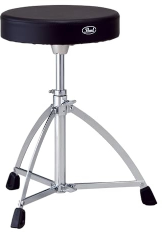PEARL Drum Throne D-730S With Round Vinyl Seat And Single Braced Tripod Base