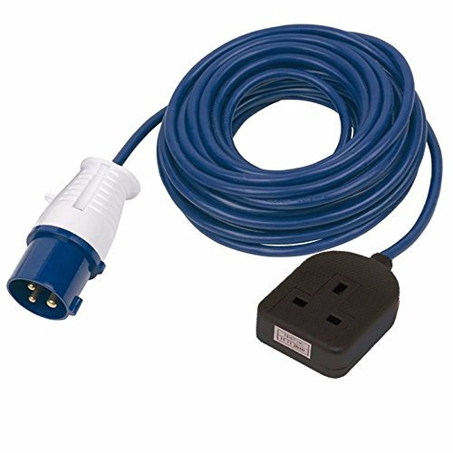 Zexum 5692 16 A Male to 1 Gang Socket Camping and Caravan Hook Up Extension Cable Lead, 230 V, Blue, 0.5 m