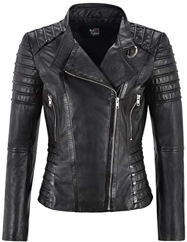 Carrie CH Hoxton Ladies Leather Jacket Biker Fashion Style Tops ZIpped Real Lambskin Leather Jacket 9393