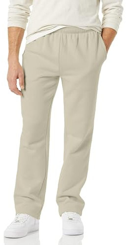 Amazon Essentials Pantalones Deportivos de Forro Polar con Parte Inferior Abierta (Disponibles en Tallas Grandes y Largos Especiales) Hombre, Blanco Roto, L