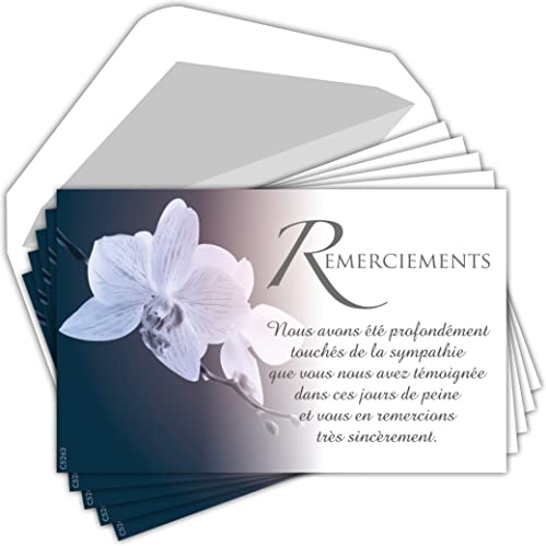 C5263 Remerciements Condoléances - Lot de 5 Cartes Identiques et Enveloppes Blanches - Format 9x14 cm - Texte Sympathie Peine Décè- Fabriquées en France