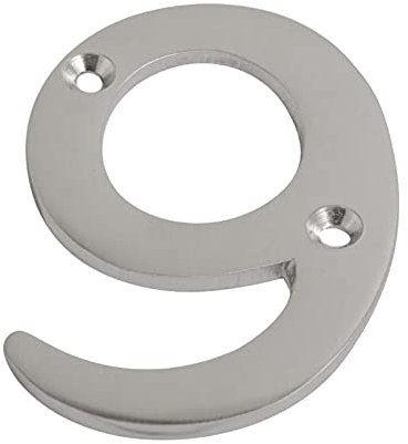 SISI UK® Satin Chrome Front House Door Numbers & Letters 3'' with Screws (Number 9)