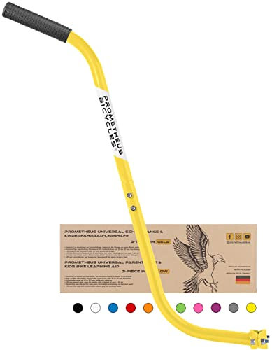 PROMETHEUS BICYCLES Fahrradstange für Kinderfahrrad | Schiebestange Kinderfahrrad | universal Schubstange Fahrrad kinder teilbar rutschfest stabil - Gelb