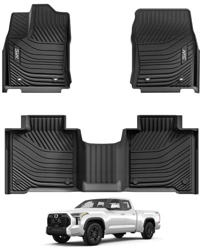 3W Floor Mats Fit 2022-2026 Toyota Tundra CrewMax Cab, TPE All Weather Custom Fit Floor Liner for Tundra SR/SR5/TRD PRO/Limited/Platinum/Castone Accessories Car Mats Easy Clean