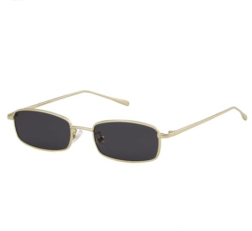 ADEWU Occhiali da Sole Retro Rettangolari Vintage Montatura Sottile Protezione UV Unisex Donna Uomo