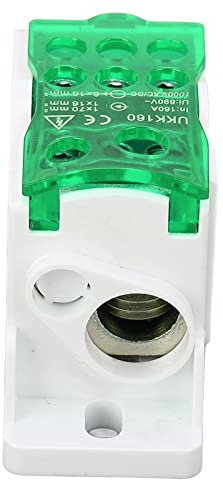 Scatola di Giunzione di Alimentazione con Morsettiera su Guida DIN per elettricità, Scatola di Distribuzione Terminale 160A (Verde)