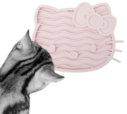 LucyBalu X Hello Kitty ZENCAT Schleckmatte für Katzen | Katzen-Leckmatte | Slow Feeder | Schleckmatte aus lebensmittelechtem Silikon | Silikonmatte zum Schlecken | Rosa