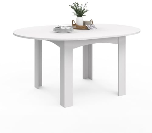 IDMarket - Table à Manger Extensible Ronde Dona 4-8 Personnes Blanc 110-150 cm