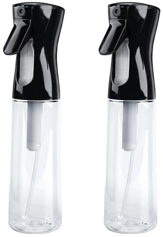GGTTNRT 2 Pack Water Spray Bottle, 300ml Empty Mist Spray Bottle, Reusable Continuous Spray Bottle, Hair Spray Bottles, for Hairdressing, Home Cleaning, Plants, Skin Care (Transparent Black-2pcs)