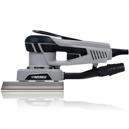 Werku WK401780, Lijadora Triangular Rotorbital, Calidad Profesional, Motor Brushless, Potencia 350 W, Plato Base 100 x 150 x 150 mm, Órbita 3 mm, Incluye Hoja Lijado y Manguera Aspiración