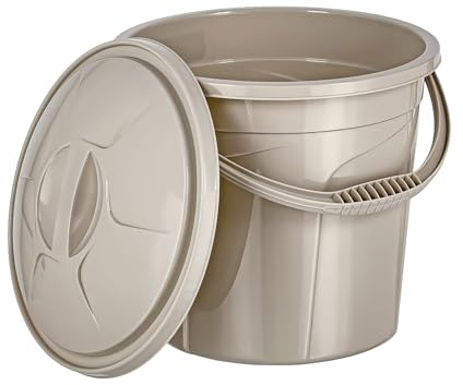 Best House | Water Bucket | 20 Litres | Cream | 1 Pc | Bucket with Lid & Carry Handle | Multipurpose Storage Container for Kitchen Garden Cleaning Water Animal Bird Feed Storage Buckets (Pack of 1)