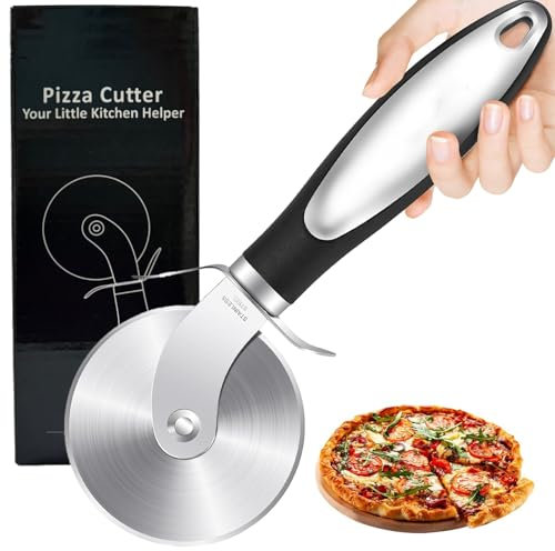 Rotella tagliapizza di alta qualità, in acciaio inox, facile da tagliare e pulire, lavabile in lavastoviglie, manico grande e piccolo, coltello professionale per pizza