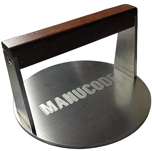 Manucode Smash Presse à hamburger en acier inoxydable, 17 cm, 1000 g, poids pour steak