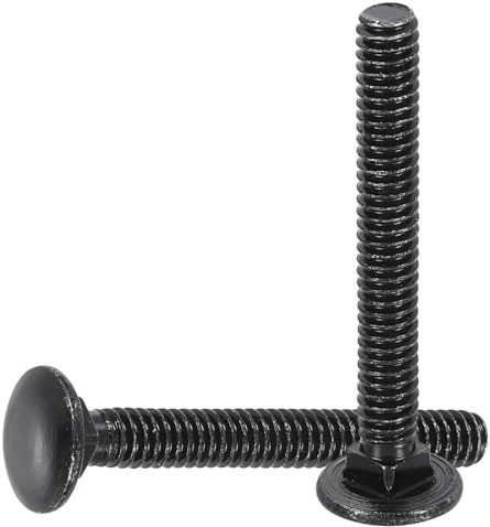 sourcing map 50Pcs Carriage Bolts, 1/4-20x2 Carbon Steel Round Head Square Neck Screws Bolt Screw for Fastening Accessories - Black
