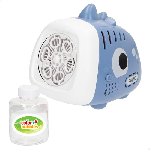 COLORBABY Color Bubbles máquina de Burbujas eléctrica Rino, Lanza Burbujas automáticas, Diseño Rinoceronte, Depósito Integrado, Pilas AA no Incluidas, Desde 3 años (39091)