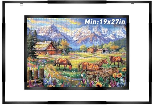 MICEPLAY Adjustable Puzzle Frame for 1000/1500/2000 Piece Puzzles, Lightweight Wall Mount Frame for Posters and Pictures (Adjustable Size 19 x 27~27 x 39)