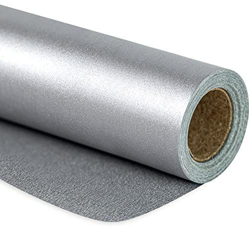 RUSPEPA Carta da regalo argento opaco - 43,2 cm x 10 m - Carta perlata tinta unita - Carta lucida perfetta per matrimonio, compleanno, Natale, Baby Shower