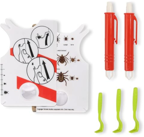 fKiZanthene Juego de removedor de garrapatas – Tarjeta de garrapatas, gancho y removedor de garrapatas para perros, gatos y personas – Ideal para senderismo, camping y actividades al aire libre