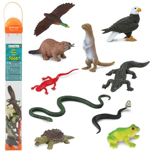 Safari Ltd. River Ecosystem TOOB - Figurines of Bald Eagle, Beaver, Alligator & More - Fun Educational Play Toy for Boys, Girls & Kids Ages 3+