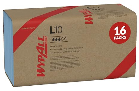 WypAll GeneralClean L10 Cloths Light Cleaning Wipes (05120), Windshield Towels, Bulk Paper Wipers, Blue (16 Packs of 140 Sheets, 2,400 Sheet Total)