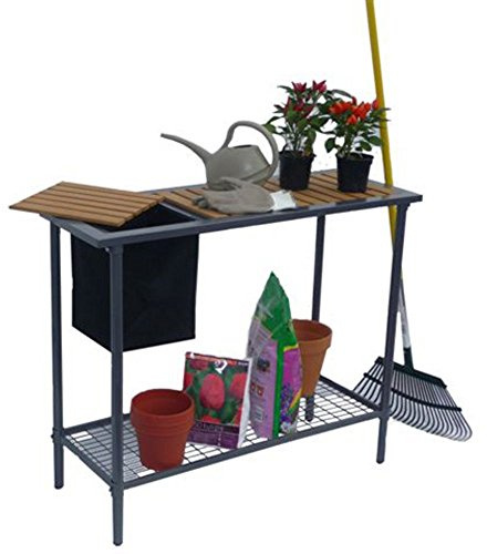 Potting Bench - Weatherguard Garden and Greenhouse Workbench Portable Gardening Center - Features removable trimmings bin and adjustable shelf (39W x 32H x 15D)