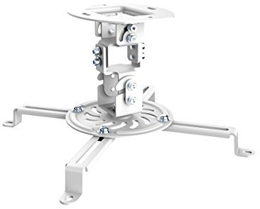 conecto CC50280 Deckenhalterung für Beamer, neigbar -15° bis +15°, schwenkbar 360°, drehbar 360°, Deckenabstand 150mm, Traglast max. 13,5kg, universeller Montagebereich 54-320 mm, weiß