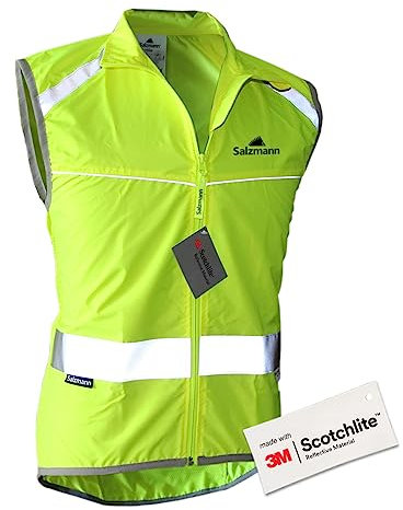 Salzmann Reflektierende Fahrradweste - Mit luftdurchlässigen Mesh-Einsätzen und Rückentasche - Hergestellt mit 3M Scotchlite