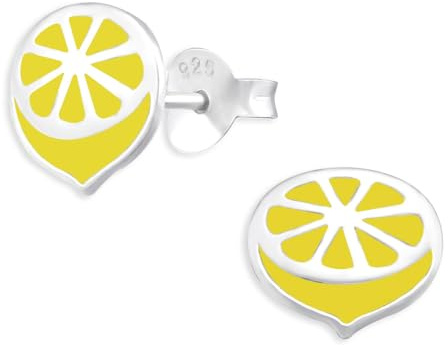 Monkimau Kinderohrringe Zitronen Ohrstecker aus 925 Sterling Silber gelb emailliert