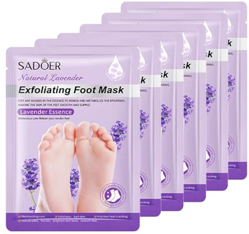 MaerWaw Foot Peel Mask 6 Pack,Foot Spa Foot Care For Women Peel Mask With Lavender For Men And Women Feet Peeling Mask Exfoliating, Callused Foot Mask Peel,Foot Mask For Dry Dead Skin,Remove Dead Skin