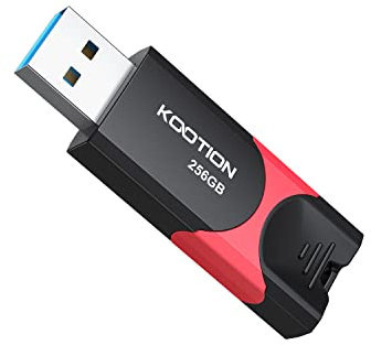 USB Stick 256 GB USB 3.0, KOOTION USB-Stick 256 GB Speicherstick, Schieben USB 3.0 Flash-Laufwerk, Data Datenspeicher Einzigartiger Speicher, Schwarz/Rot