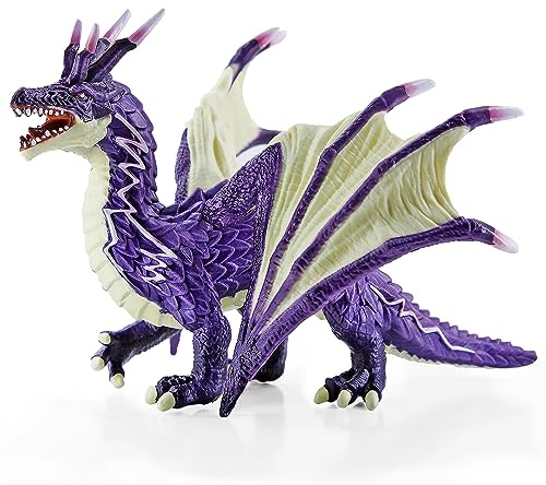 RECUR Thunder Dragon Action Figurine, 7.4 Inch Purple Dragon Toys for Boys Girls Kids, RPG Figures Miniatures for Tabletop Display & Roleplaying, Collectors Toy Age 3 +