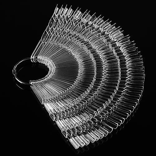 luoshaPUCY 150 Pièces Nuancier Ongle, Presentoir Ongles Cartes de Couleur Montrer Forme D'éventail Présentoir Faux Ongles Couleur Nuancier Bâtons d'Affichage Nuancier Ongles Éventail (Transparent)