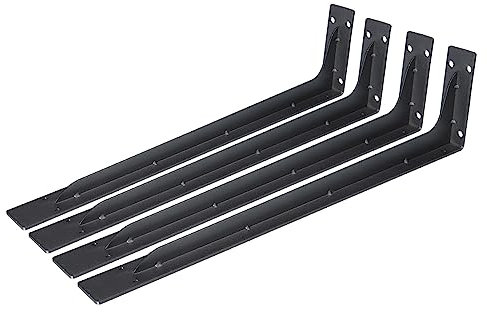sourcing map 4Stk Schwarz Regal Klammern 23.2 Eisen L Regal Halterung Stabmontiert Regal Unterstützung Wand Hängend für Tisch Bücherregal Holz Brett Möbel Fenster Schwarz
