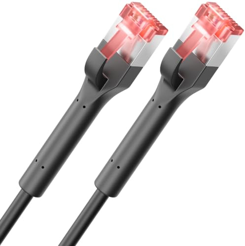 deleyCON 0,5m CAT6a Patchkabel SLIM (10 Gbit/s, Koppar) Gigabit Nätverkskabel Ethernetkabel RJ45-Kontakt POE CAT 6 LAN för Patchpanel PC PS5 Router Modem TV Switch Laptop Svart