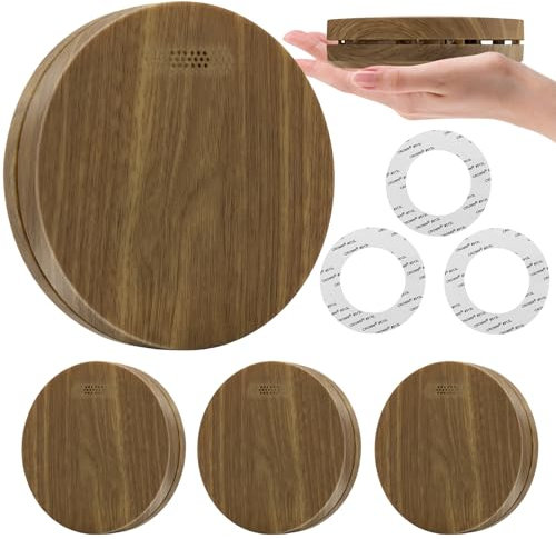 XINDUM Rauchmelder 3er Set10 Jahre Batterie, Holzfarbener Rauchmelder mit Stummschaltfunktion, 85dB Akustischer Alarm, ohne störendes LED-Blinken, Flache Feuermelder, EN14604, Standalone