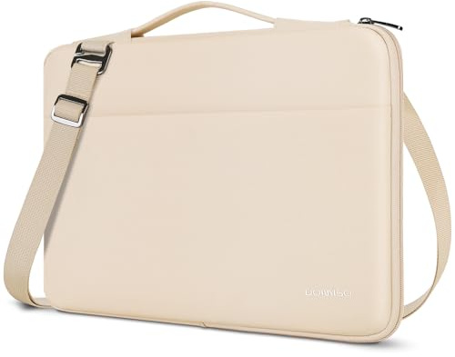 DOMISO Funda para Portatil Ordenador 14 Pulgadas,MacBook Air 15 M4 M3 M2 2025/MacBook Pro,Bolsa para 14-15 Pulgadas Lenovo,HP,DELL,ASUS Chromebook,Laptop PC Case Sleeve con Tirantes,Beige