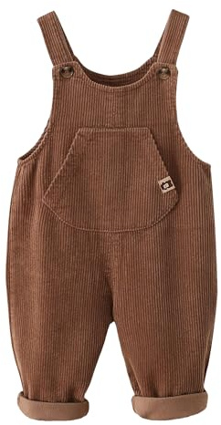Happy Cherry - Conjunto de Mono Peto Pana Bebé Overal Niña Niño Infantil Pantalones de Tirantes Mameluco sin Mangas para Primavera Invierno Otoño - 18-24 Meses - Marrón