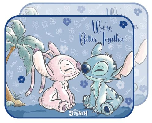 Paire de Rideaux latéraux de Voiture Tataway Stitch & Angel 44 x 35 cm, Pare-Soleil, Protection Contre Le Soleil et la Chaleur, Motif coloré Disney pour Enfants
